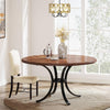 Round Dining Table for 4-6 People, 120cm Farmhouse Kitchen Table Rustic Brown
