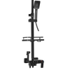 Bathroom Thermostatic Mixer Shower Set Square Black Twin Head Exposed Valve