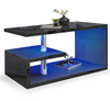 Wooden Coffee Table With Storage High Gloss Sofa End Table LED Light Living Room