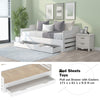 White Wooden Bed Frame Day Bed With Trundle And Large Storage Drawer Guest Bed