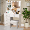 White Dressing Table MDF Makeup Desk Dresser with Slide Mirror 6 Drawers Stool