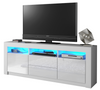 TV Unit I 160cm I Sideboard I Cabinet I TV Stand I White Gloss Doors I Free LED