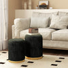 Velvet Storage Ottoman Set of 2 Modern Round Ottoman with Storage Black