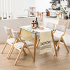 Folding Dining Chair Set of 2 Wooden Upholstered Dining Chairs-Natural