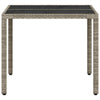 Poly Rattan Garden Table 90x90x75 with Tempered Glass - Grey, H6C5
