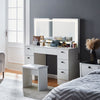 MDF Dressing Table LED Light Mirror 7 Drawers Stool Makeup Desk Bedroom Modern