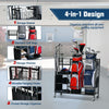 Garage Golf Bag Storage Rack Double Golf Bag Organizer Holder w/ Lockable Wheels