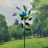 Solar Wind Spinner LED Light Peacock Sculpture WindMill Outdoor Garden Stake