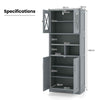Large Floor Storage Cabinet w/ Acrylic Doors & 3 Cubes-Grey