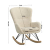 Modern Rocking Chair Fabric Upholstered Relax Rocker Lounge Chair Wingback Beige