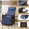 Patio Rattan Lounge Chair Outdoor Recliner Chair w/ Backrest & Footrest Navy
