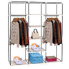 69" Portable Clothes Closet Non-Woven Fabric Wardrobe Double Rod Storage Beige