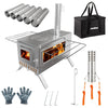 Camp Wood Stove Tent Wood Burning Stove Log with Chimney Pipe Side Racks Gloves