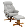 Upholstered Linen Lounge Recliner Chair Swivel & Footstool Armchair Home Office