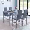 Grey Marble MDF Top Dining Table & 4pcs Grey Faux Leather Footrest Dining Chairs