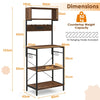 Multifunctional Coffee Bar Station Kitchen Bakers Rack-Brown