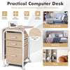 Writing Workstation Folding Computer Desk Wheeled PC Laptop Table-Natural