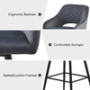 2 Pcs Velvet Bar Stools Upholstered Padded Seat Kitchen Bar Chair Modern Grey