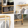Wooden Open Wardrobe Garment Rack Clothing Hanging Shoe Rack Shelf With Pulley