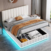 OTTOMAN STORAGE BED FRAME 4FT6 DOUBLE 5FT KING WITH HYDRAULIC STORAGE, LED LIGHT