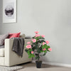 Large Artificial Pink Rose Flower Tree Realistic Fake Plant In/Outdoor Home Deco