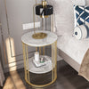 2-Tier White Marble Side Table Round Coffee Table Nightstand Jewellery Storage