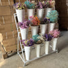 3-Tier Mobile Flower Plant Display Stand Shelf W/ Buckets for Flower Shop Garden