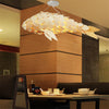 Wooden Rattan Pendant Light Fish Shape Hanging Ceiling Lamp LED Chandelier Shade
