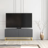 TV Unit I 100cm Cabinet I White Fluted Doors I Gold Metal Base I Modern