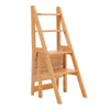 Wooden Chair/Step Stool 4-Step Reversible Folding Library Ladder
