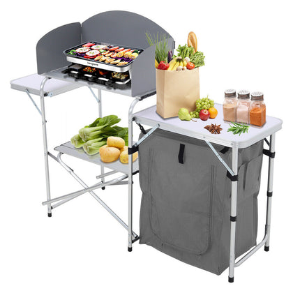 Aluminium Camping Table Folding Storage Kitchen Unit Outdoor Cook Station w/Bag
