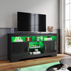 High Gloss 2 Door TV Unit Cabinet 135cm Black TV Stand Sideboard Entertainment