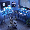 Gaming Desk Corner Desk L Shaped Computer Desk with Two Monitor Stand