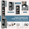 Bathroom Tall Cabinet Slim Freestanding Storage Organizer Cupboard With 2 Doors