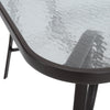 Metal Garden Dining Table Outdoor Patio Tempered Glass Top with Parasol Hole