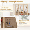 Folding Display Stand Boho Wooden Space Separator-Natural