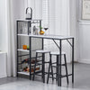 3Pcs Bar Table Stools Set 2 Bar Stools for Breakfast Pub Counter Small Apartment