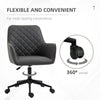 Vinsetto Home Office Chair Leather-Feel Fabric Swivel Chair with Armrests Grey