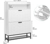 Wooden Shoe Cabinet with 2 Flip Drawers & Shelves, Entryway Storage Unit 117cm