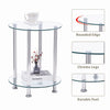 Pair of Round Clear Tempered Glass Sofa Side End Table Bedside Table w/ Storage