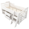 Kids Cabin Bed Mid Sleeper Bed Frame Storage Bed with Drawers and Shelves White