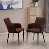 Set of 2 Faux Leather/Suede Dining Chairs Metal Legs Reception Restaurant Chair