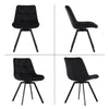 4xBlack Swivel Dining Chairs Velvet Padded Seat Dining Room Kitchen