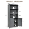 Modern Freestanding Bookcase Wooden Storage Cabinet w/ Open Shelves and 2 Doors