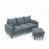 3 Seater with Ottoman Upholstered Sofa Couch Linen Fabric Loveseat Living Room