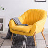 Chenille Fabric Tub Armchair Scalloped Back Oyster Lounge Chairs w/Wooden Legs