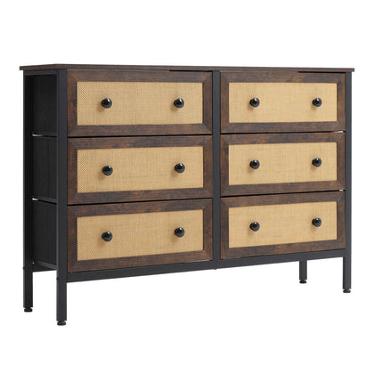 6 Drawer Fabric Dresser Living Room Bedroom Chest Of Drawers Storage Cupboard