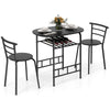 3-Piece Dining Table Set Kitchen Table and Chairs-Black
