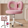Rotating Vanity Stool Makeup Chair Adjustable Height w/Bowknot Backres & Wheels