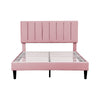 Double Bed Frame, Velvet Upholstered Platform Bed with Channel Tufted Headboard